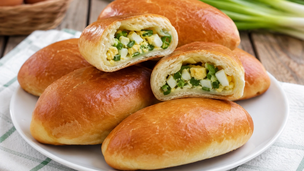 Пирожки с луком и яйцом на кефире в духовке за считанные минуты 